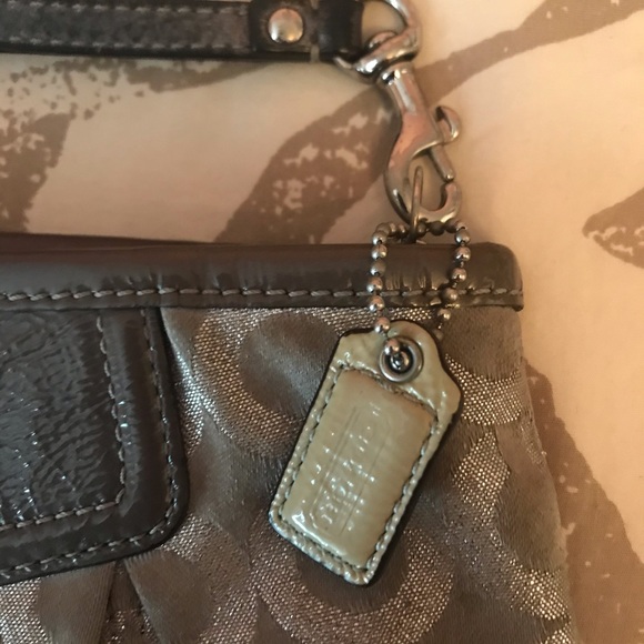 Authentic Grey and Silver Coach Wristlet - Picture 3 of 6